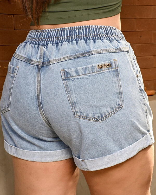 Short Plus Size Jeans Elastico Cintura