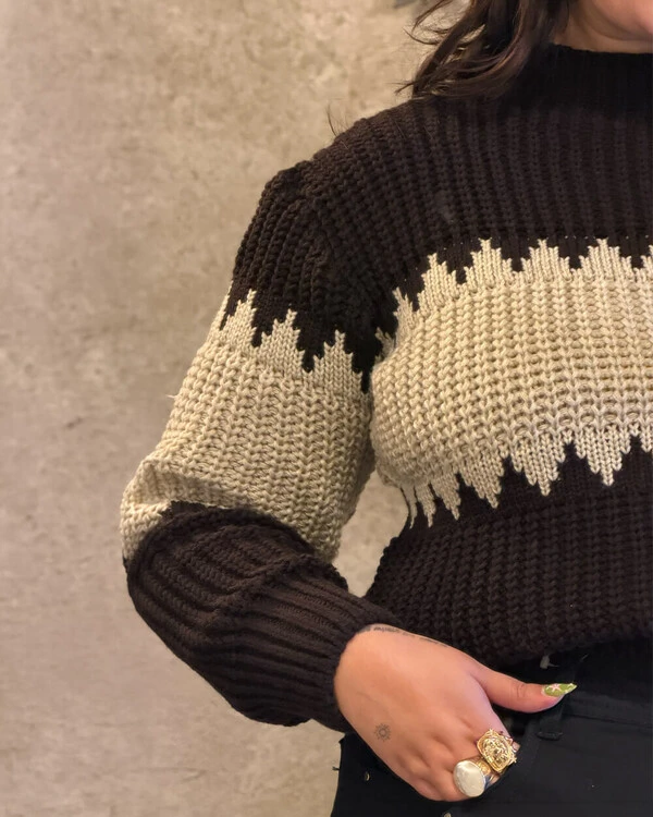 Blusa Tricot Bicolor