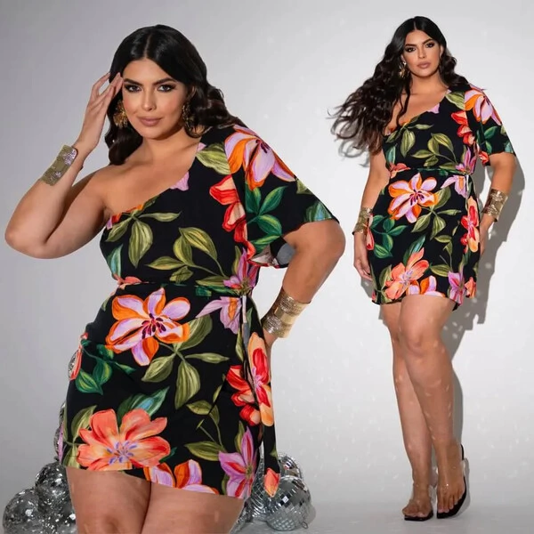 Vestido Plus Size Manga Nula