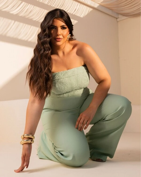 Conjunto Plus Size Cropped Bordado Tomara que Caia e Pantalona — Verde | Divas Voga