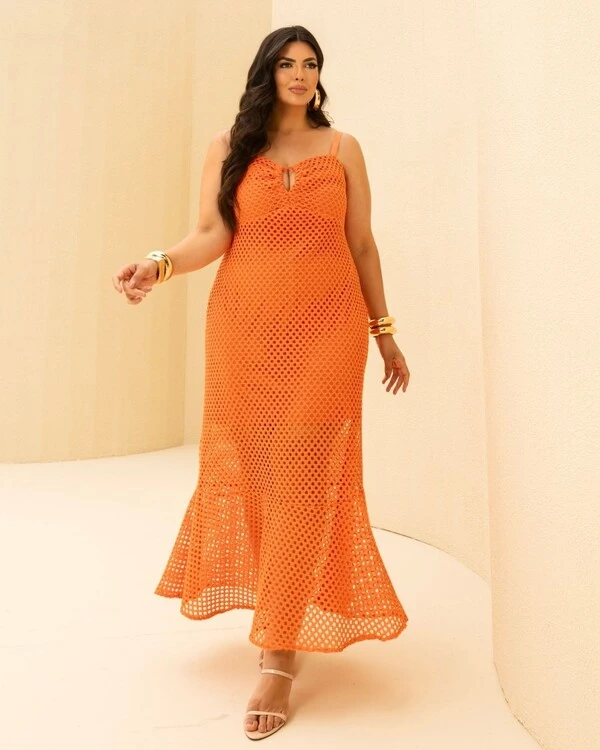 Vestido Longo Plus Size Telado