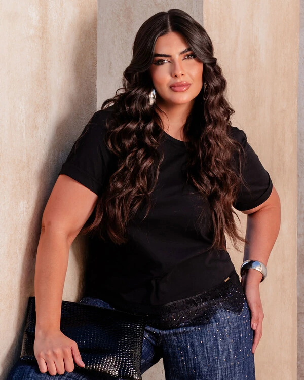 Tshirt Plus Size Renda Chantilly