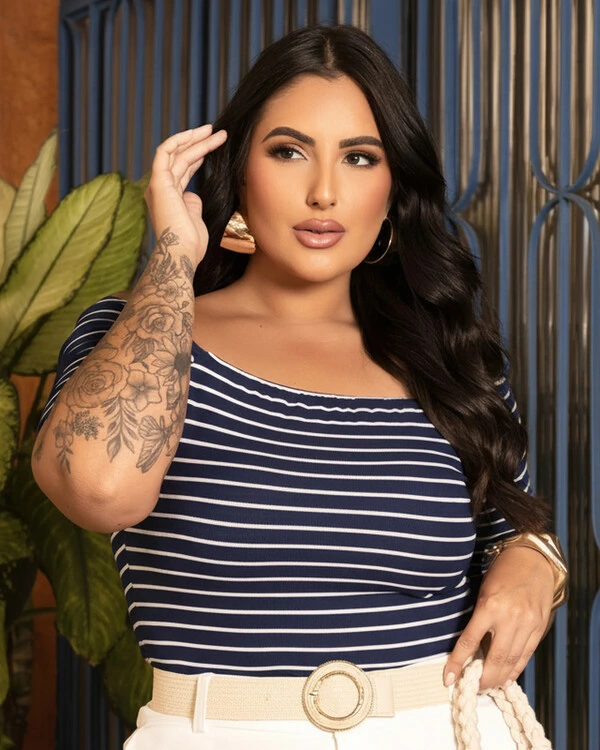 Blusa Plus Size Cigana Nautica Listrada
