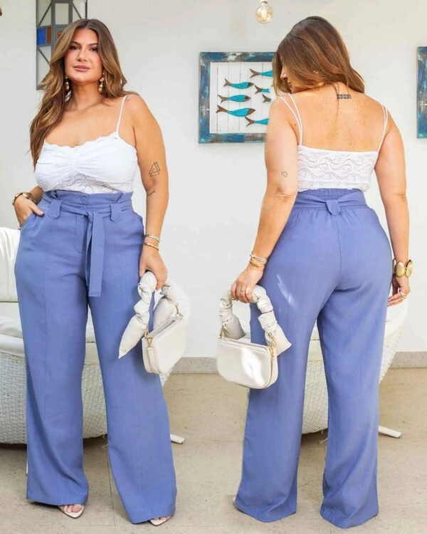 Calça Alfaiataria Plus Size Amarração