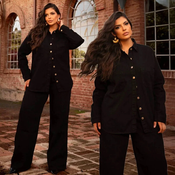 Calça Plus Size Wide Leg Recortes