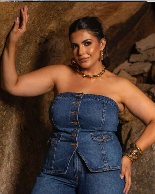 Corpete Plus Size Jeans Tomara que Caia