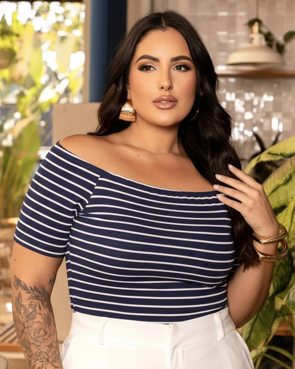Blusa Plus Size Cigana Nautica Listrada