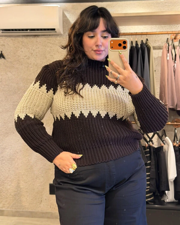 Blusa Tricot Bicolor