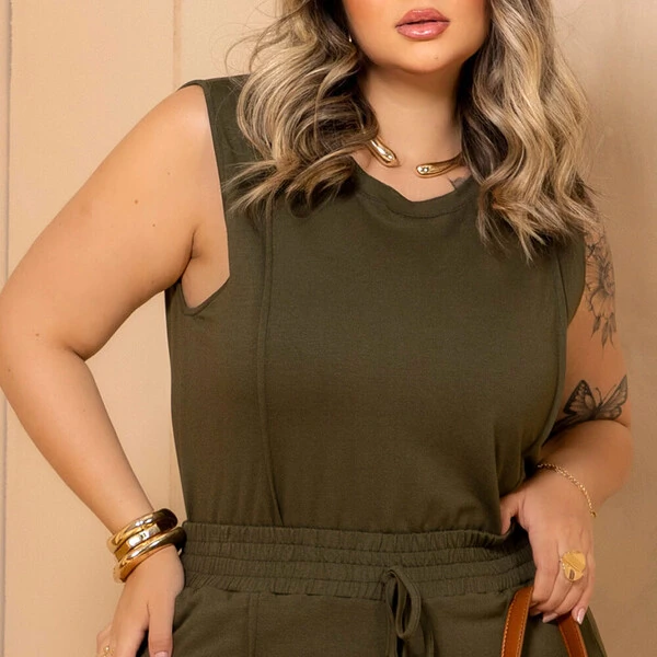 Conjunto Moletinho Plus Size Blusa e Calça
