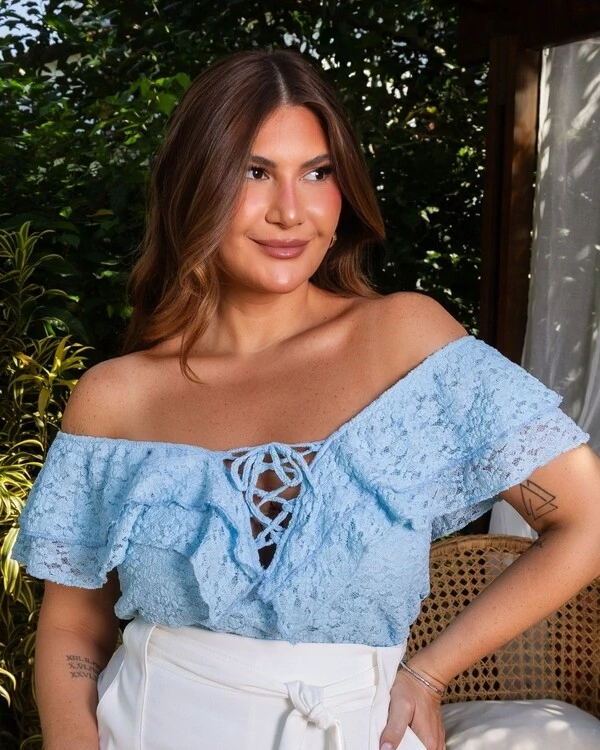 Blusa Ciganinha Plus Size Renda