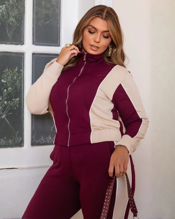 Conjunto Bomber e Calça Moletinho Plus Size