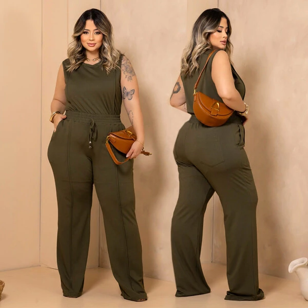 Conjunto Moletinho Plus Size Blusa e Calça