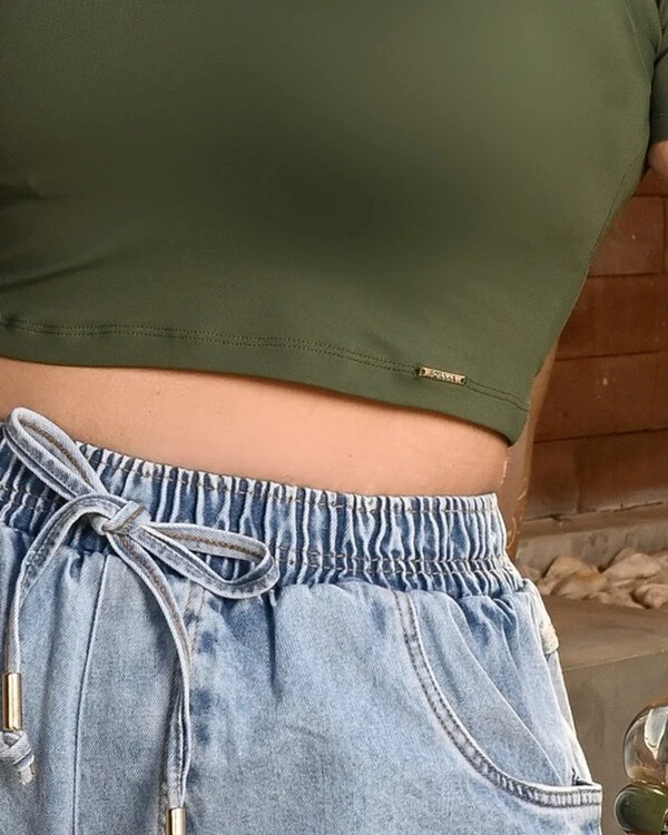 Tshirt Cropped Plus Size Poliamida Verde