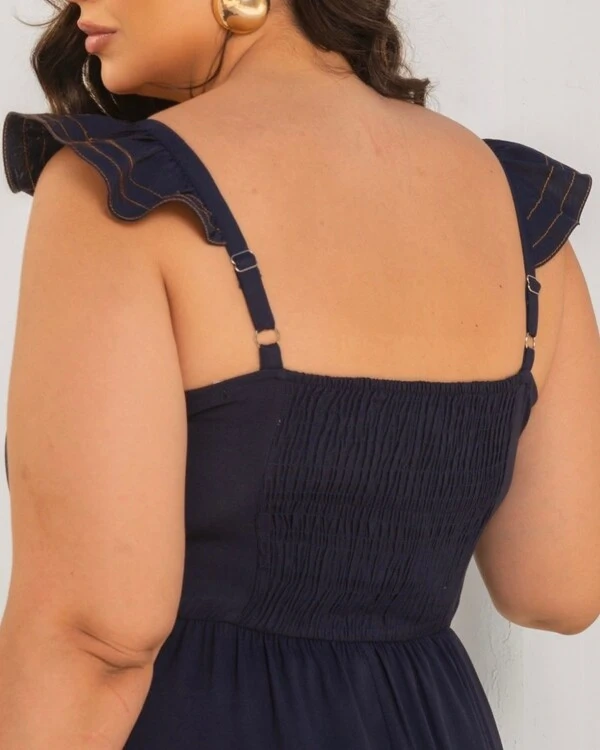 Vestido Midi Plus Size Pespontado