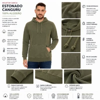 Moletom Careca Estonado Canguru 100% Algodão