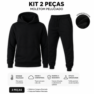 Foto Kit Inverno 1 Calça de Moletom + 1 Moletom Peluciado Canguru