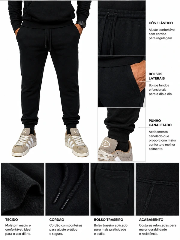 Calça de Moletom Peluciado Premium