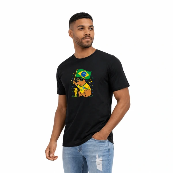 Camiseta Capivara Brasil Copa do Mundo 100% Algodão