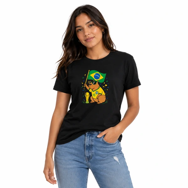 Camiseta Capivara Brasil Copa do Mundo 100% Algodão