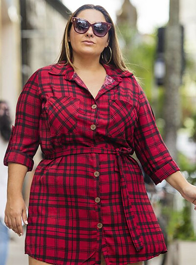 Foto Vestido Camisão Xadrez Plus Size