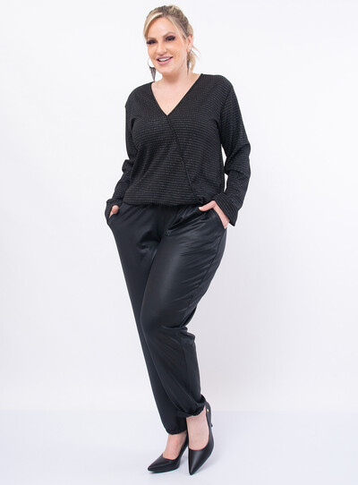 FotoBlusa Plus Size Listras em Lurex