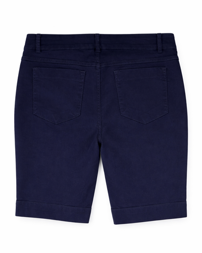 FotoBermuda Jeans Plus Size Azul Marinho Com Pedraria Lateral