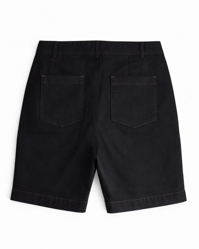 FotoBermuda Jeans Plus Size Preta Cintura Alta Com Pesponto Caramelo