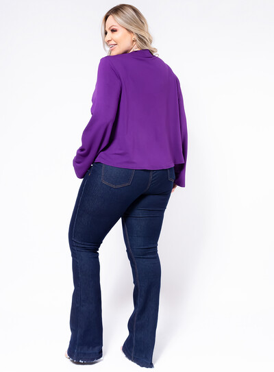 FotoBlusa Plus Size Manga Longa Botão