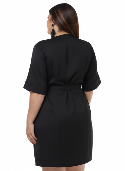 FotoVestido Kimono Plus Size Curto Cachequer em Crepe Salina