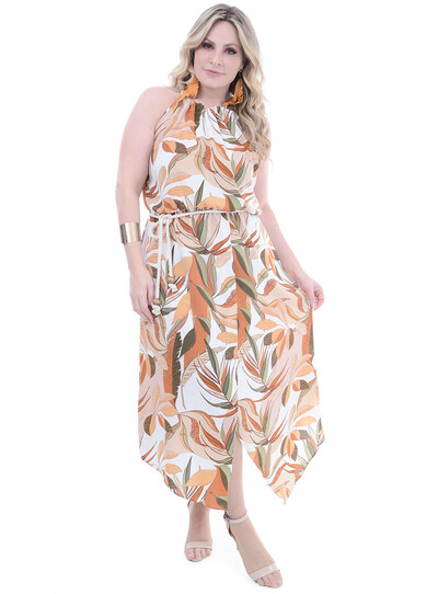 Foto Vestido Plus Size Folhagens