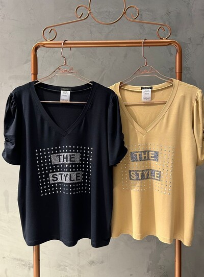 T-Shirt Plus Size The Style com Brilhos em Viscolycra