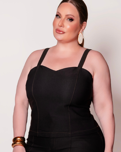 Foto Top Jeans Plus Size com Alça e Elástico Traseiro