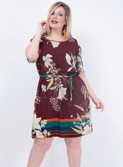Foto Vestido Julia Plus Cinto Estampado Plus Size