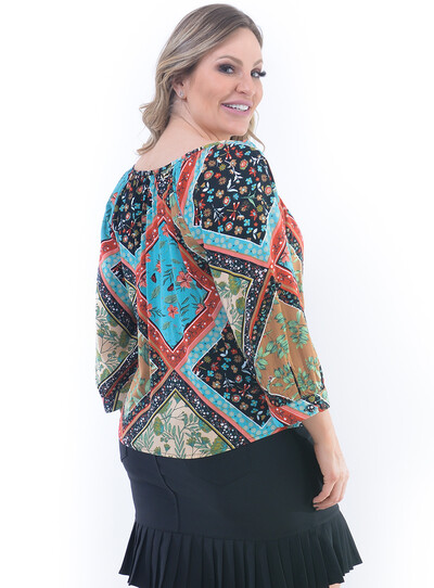 FotoBlusa Plus Size Floral