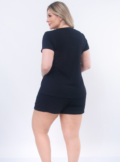 FotoConjunto Plus Size Recorte com Pérolas