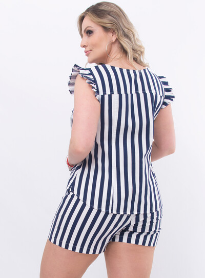 FotoConjunto Plus Size Listrado