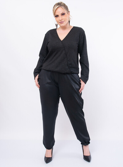 Foto Blusa Plus Size Listras em Lurex