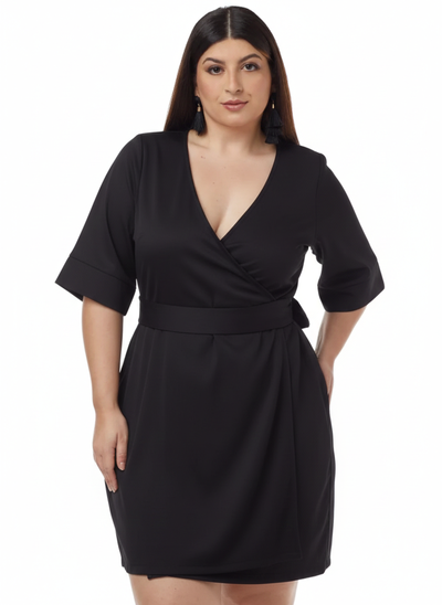 Foto Vestido Kimono Plus Size Curto Cachequer em Crepe Salina