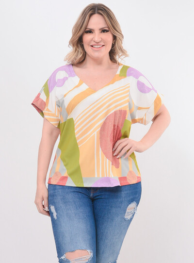 Foto Blusa Plus Size Abstrata