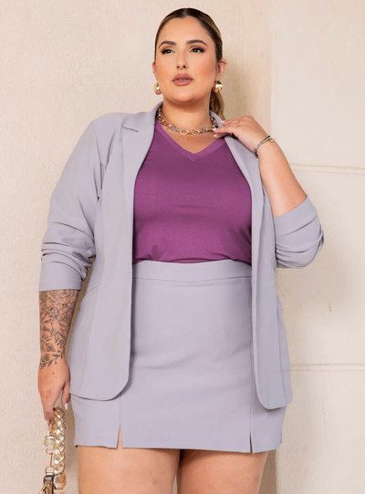 Foto Blazer Plus Size Social em Algodão com Elastano