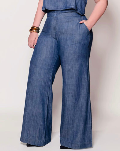 FotoCalça Jeans Pantalona Cintura Alta Plus Size