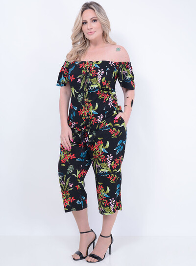 Foto Conjunto de Blusa em Viscose Ombro a Ombro com Amarração na Barra e Calça Pantacourt