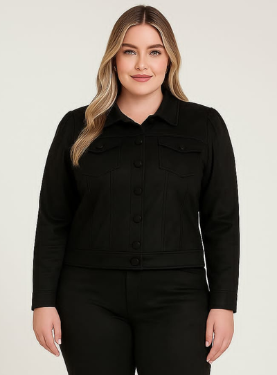 Foto Jaqueta Plus Size em Suede com Botões Frontais