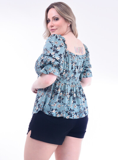 FotoBlusa Plus Size Floral