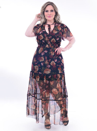 Foto Vestido Plus Size Longo Floral