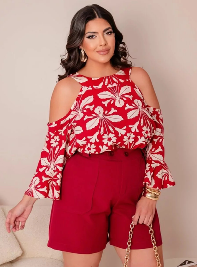 Foto Blusa Ciganinha Estampada Plus Size em Viscose