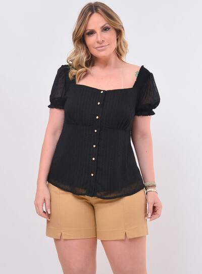 Foto Blusa Plus Size Tule com Lastex