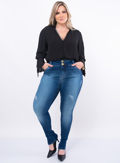 Foto Blusa Plus Size Botões no Decote