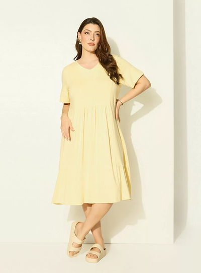Foto Vestido em Malha Plus Size Com Franzido