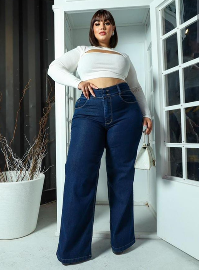FotoCalça Wide Leg Jeans Plus Size Básica